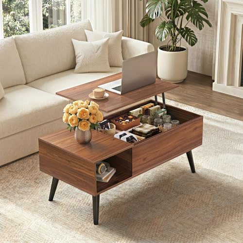 Lift Top Coffee Table with Hidden Storage (Aged Walnut / 39")