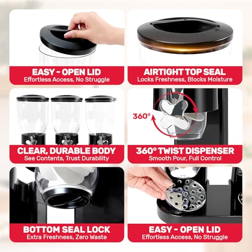 Triple Cereal Dispenser Countertop (Triple 6L Black)