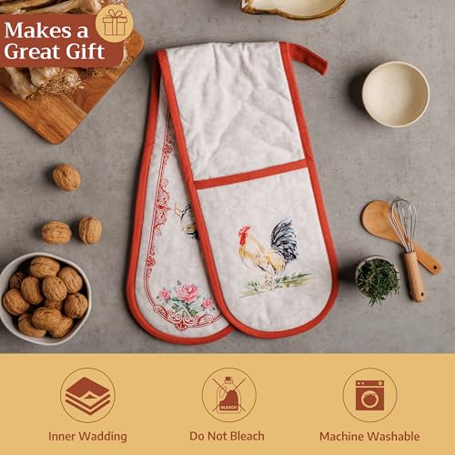 Double Oven Mitts 100% Cotton Double Oven Glove (009 - Campagne / 7" x 35" (Double Oven Mitt))