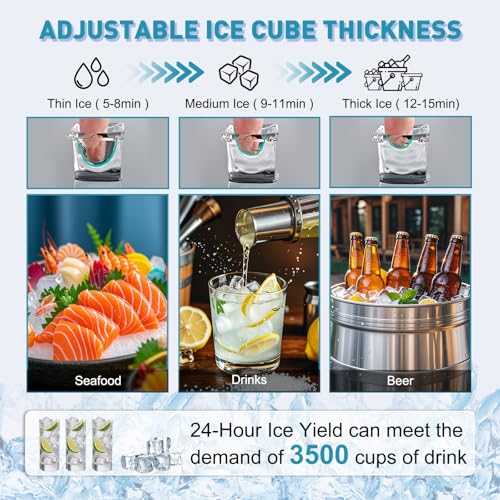 Commercial Ice Maker Machine 550LBS (Clear Ice Cubes - 550LBS/24H)