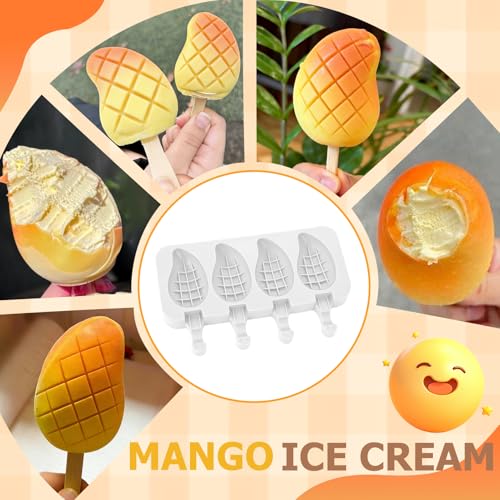 Mango Shape Silicone Popsicle Molds (4-Cavity 3D Mango)