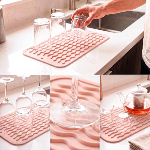 Silicone Dish Drying Mat for Multiple Usage (Pink / 12"L x 6"W)