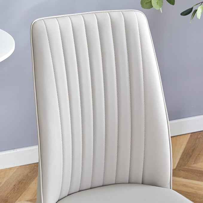 Modern Dining Chairs Set of 6 Gray Kitchen Chairs Set PU Leather Chair with Metal Legs Armless Upholstered Chair for Dinner Room, Office, Waiting Room(Set of 6, Gray)