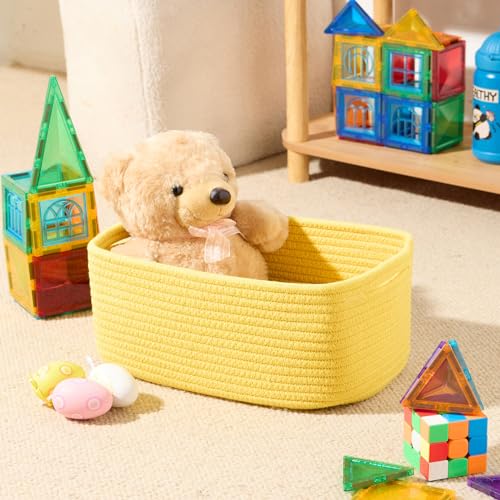 Small Storage Baskets for Organizing (4pcs-L13xW8.5xH5.1" / Yellow)