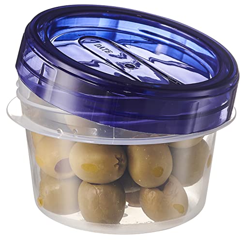 12 Pack Twist Cap Food Storage Containers with Blue Screw on Lid (4 OUNCE)