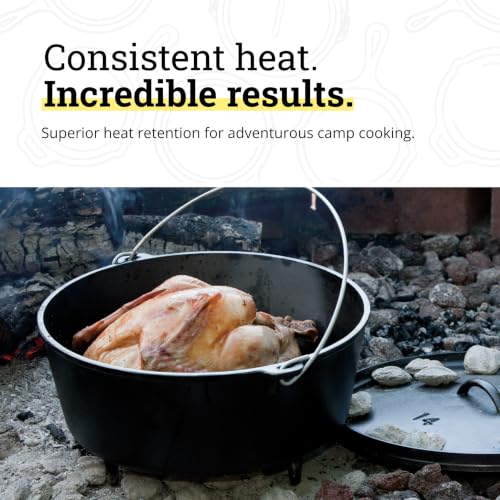 Pre Seasoned Cast Iron Deep Camp Dutch Oven with Lid (10 Quart / Oven)