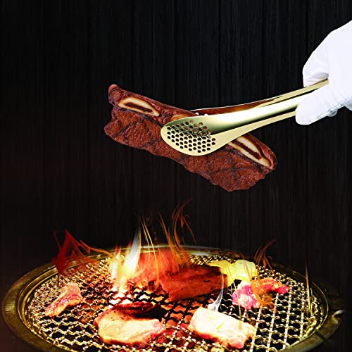 Chef Kitchen Tongs Stainless Steel Food Serving Tongs Set of 3 (gold 7" 9" & 11" Serving Tongs)