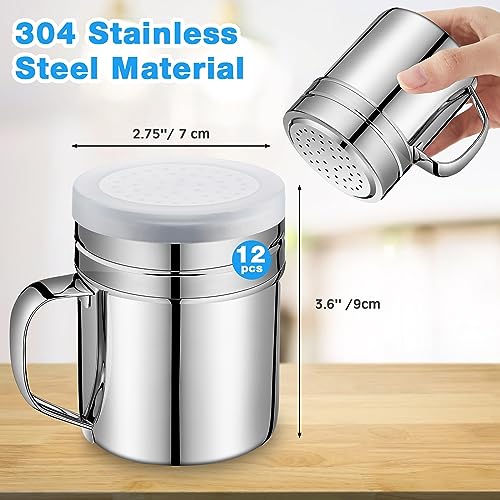 12 Pcs Stainless Steel Salt and Pepper Shakers (10oz)