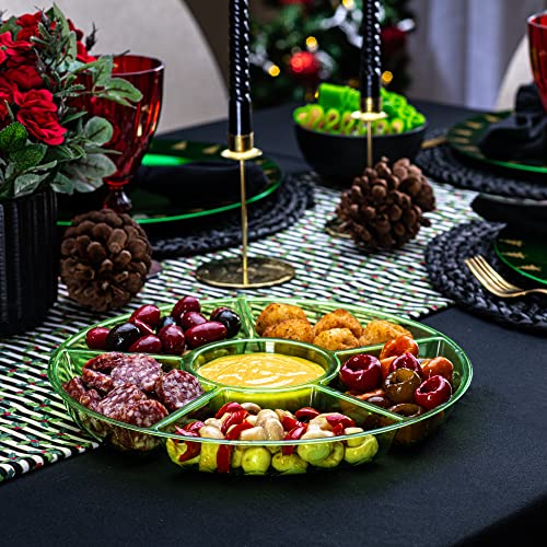 6 Sectional Round Plastic Serving Tray (Green)