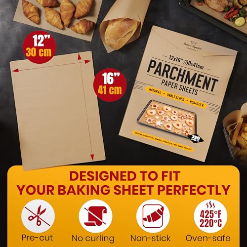Precut Parchment Paper Sheets 12x16" (220 Count)
