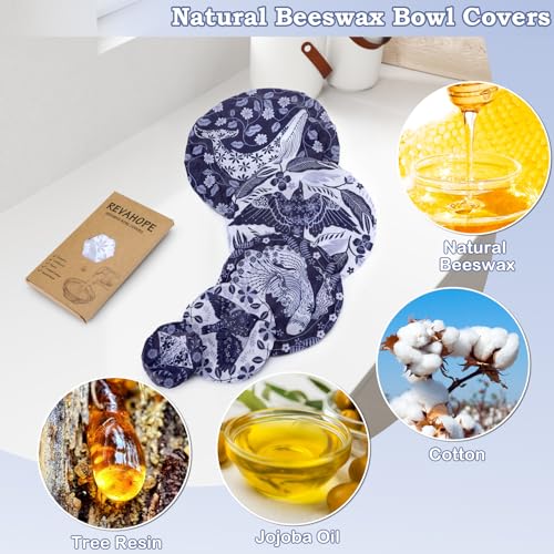 5Pcs Reusable Beeswax Elastic Bowl Covers for Bread Proofing and Food Cover (Humpback Whale)