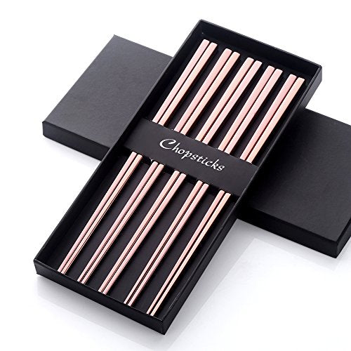 5 Pair Stainless Steel Chopsticks (Rose Gold)