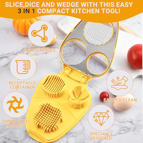 1 Pcs Stainless Steel Egg Slicer for Hard Boiled Eggs (1 Pack Yellow Stainless Steel Egg Slicer)