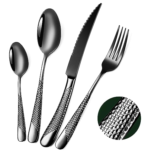 Hammered Black Silverware Set (Hammered Black | 24pcs)