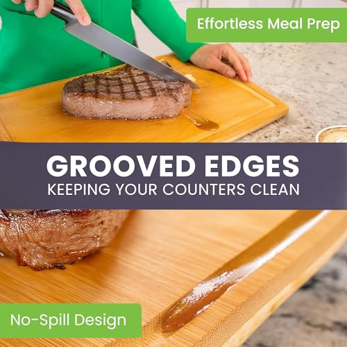 Glue Free Surface™ 2XL Extra Large Bamboo Cutting Board Set of 4 (Glue-Free Surface - Rectangular)