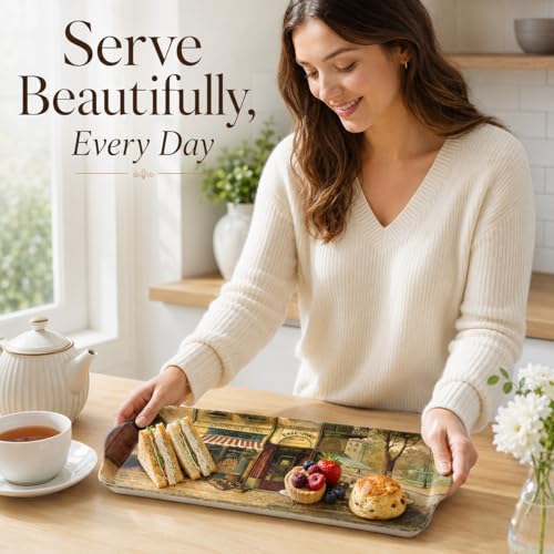 Parisian Scenes Melamine Rectangular Tray (15.1" x 6.5" x 1" / Parisian Scenes)