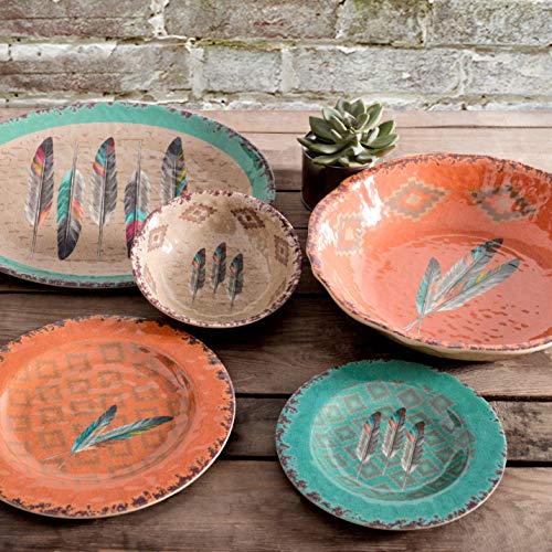 Tossed Feather 14 Piece Melamine Plastic Western Dinnerware Set (14 Piece / Tossed Feather)