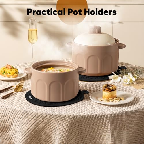 Oven Mitts and Pot Holders 4 Sets (Black)