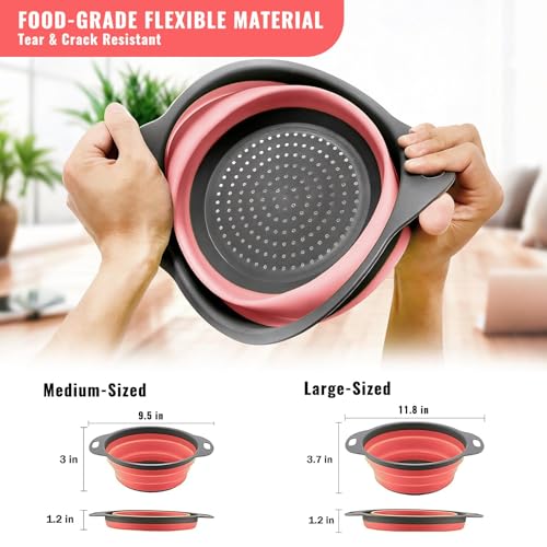 2 Pack Collapsible Silicone Colander with Handle (2 Count)