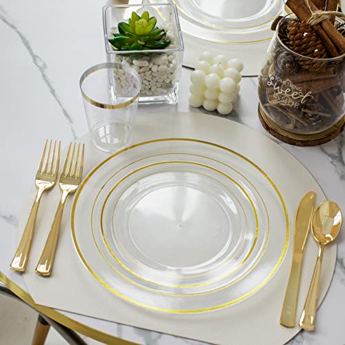 60 Pcs Clear Gold Plastic Plates (60 Pieces / Clear Gold)