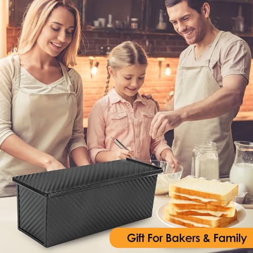 2 Pack Black 13inch Pullman Loaf Pan with Lid (13inch / Black)