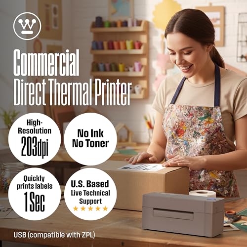 USB Shipping Label Printer for Mac & Windows (WHTP203v)