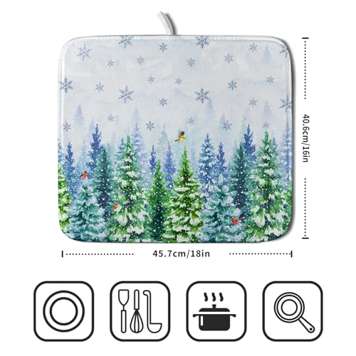 Winter Forest Dish Drying Mats (DMS919WtreeM / 18" x 16")
