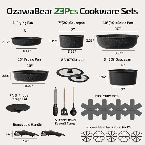 23 Pcs Pots and Pans Set Non Stick (Black / 23Pcs)