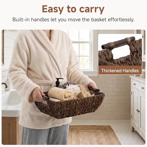 Wicker Baskets for Shelves (Dark Brown(Water Hyacinth) / Large)