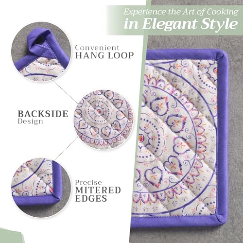 Pot Holders 100% Cotton Potholders (090 - Mandala / 8" x 8" (Pot Holder Pack of 1))