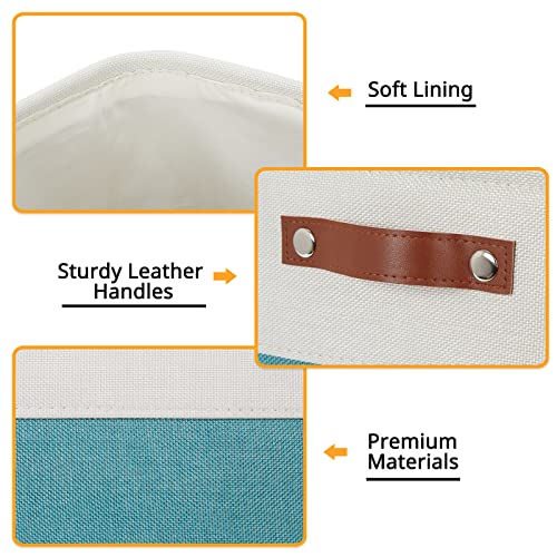 Square Storage Cubes Baskets for Gifts Empty (White&Teal / M-12"x 12"x12")