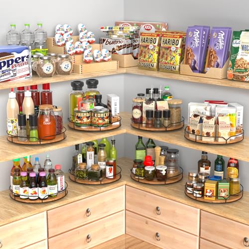 Lazy Susan Turntable Organizer for Cabinet Pantry Kitchen Countertop Refrigerator Cupboard (Carbonized Black / 12'')