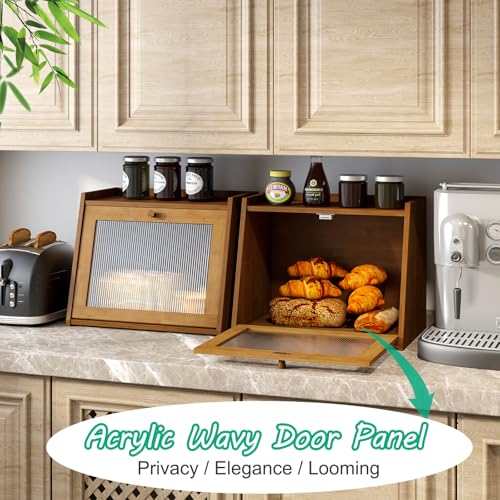 Large Bread Box for Kitchen Counter (Brown / Large-1_Tier)
