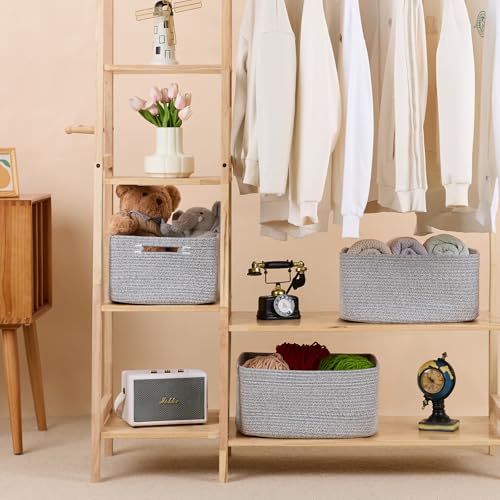 Large Storage Baskets for Shelves (2pcs-L17×W13×H7.5" / Mixed Grey)