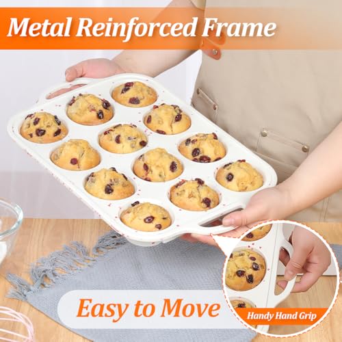 Silicone Muffin Pan (Creamy Heart / 12-Cup Regular)