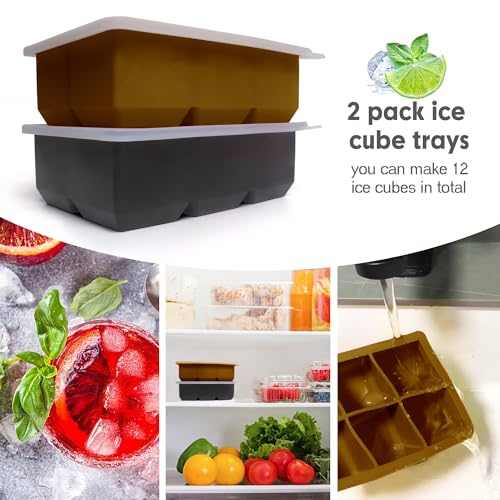 Silicone Ice Cube Trays (Dark Gray and Golden)