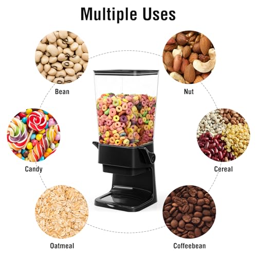 Cereal Dispenser Countertop with 2 Pack Bowls and Spoons 5.5 Qt (5.5Qt & Black & 1pack)