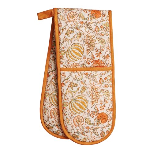 Double Oven Mitts 100% Cotton Double Oven Glove (127 - Pumpkin Spice / 7" x 35" (Double Oven Mitt))
