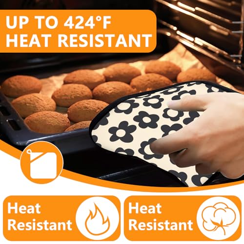 Daisy Flowers Oven Mitts and Pot Holders Sets 4Pcs (Daisy)
