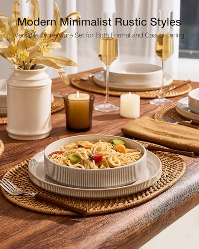 Star 8 Piece Plates and Bowls (Cappuccino White)