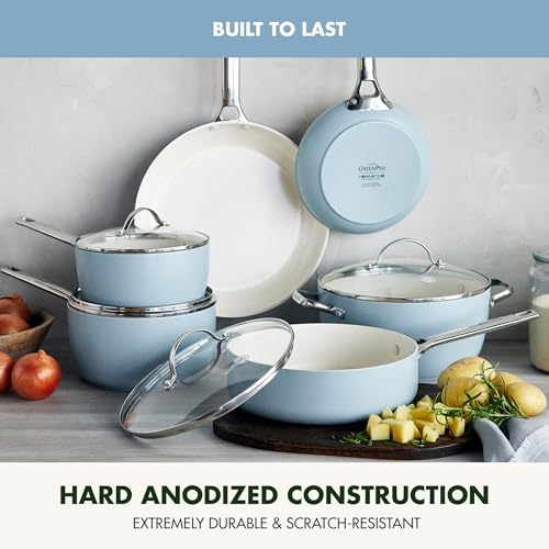 Padova Pro 10 Piece Cookware Pots and Pans Set (Blue Haze / 10-Piece Cookware Set)