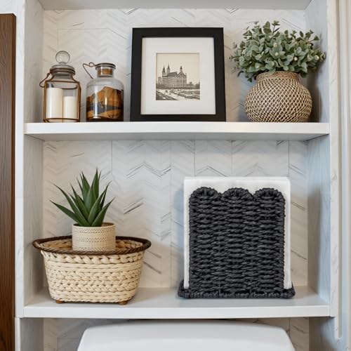 Scalloped Napkin Holder for Table Home Rustic Room Decor (Black / Standing Style1)