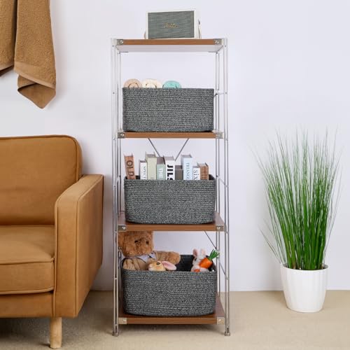 Large Storage Baskets for Shelves (3pcs-L17×W13×H7.5" / Dark Gray)