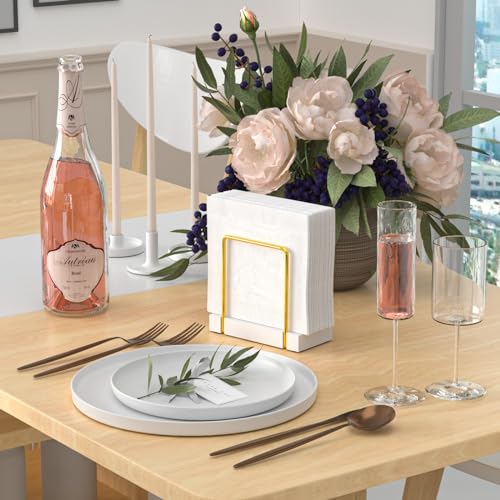 Napkin Holder for Table (Gold/White / 5.78 x 2.51 x 5.04 inches)