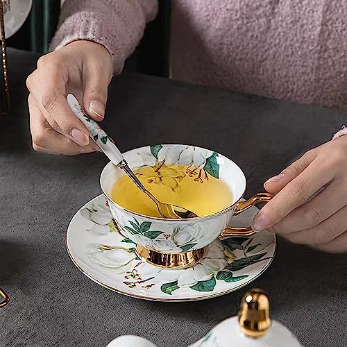 Chinese Bone China Coffee Tea Set (Camellia Tea Set)