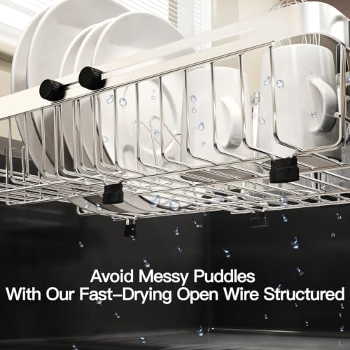 Expandable Dish Drying Rack Over Sink with Extra Drying Mat (Silver / For 13"-30" W Sink with Mat)