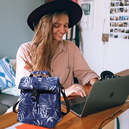 Insulated Lunch Bag Rolltop Lunch Box (Blue Bamboo)