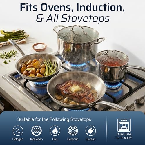10 Pcs Tri Ply Stainless Steel Cookware Set