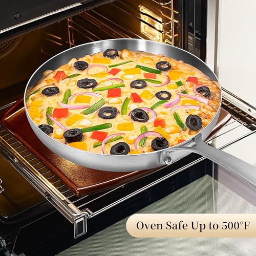 8.5-10-12" Stainless Steel Pans Set with 3 Lids, Detachable Handle