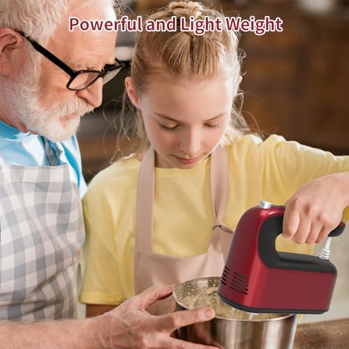 9 Speed Digital Hand Mixer Electric (Red)